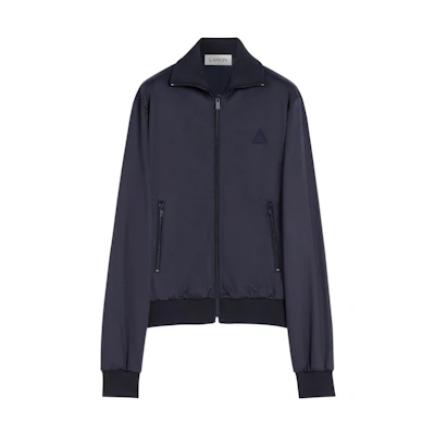 Lanvin SS23 Triangle Logo Zip Jacket Midnight Blue Long Sleeve Outerwear RM-SS0003-J132-A22291