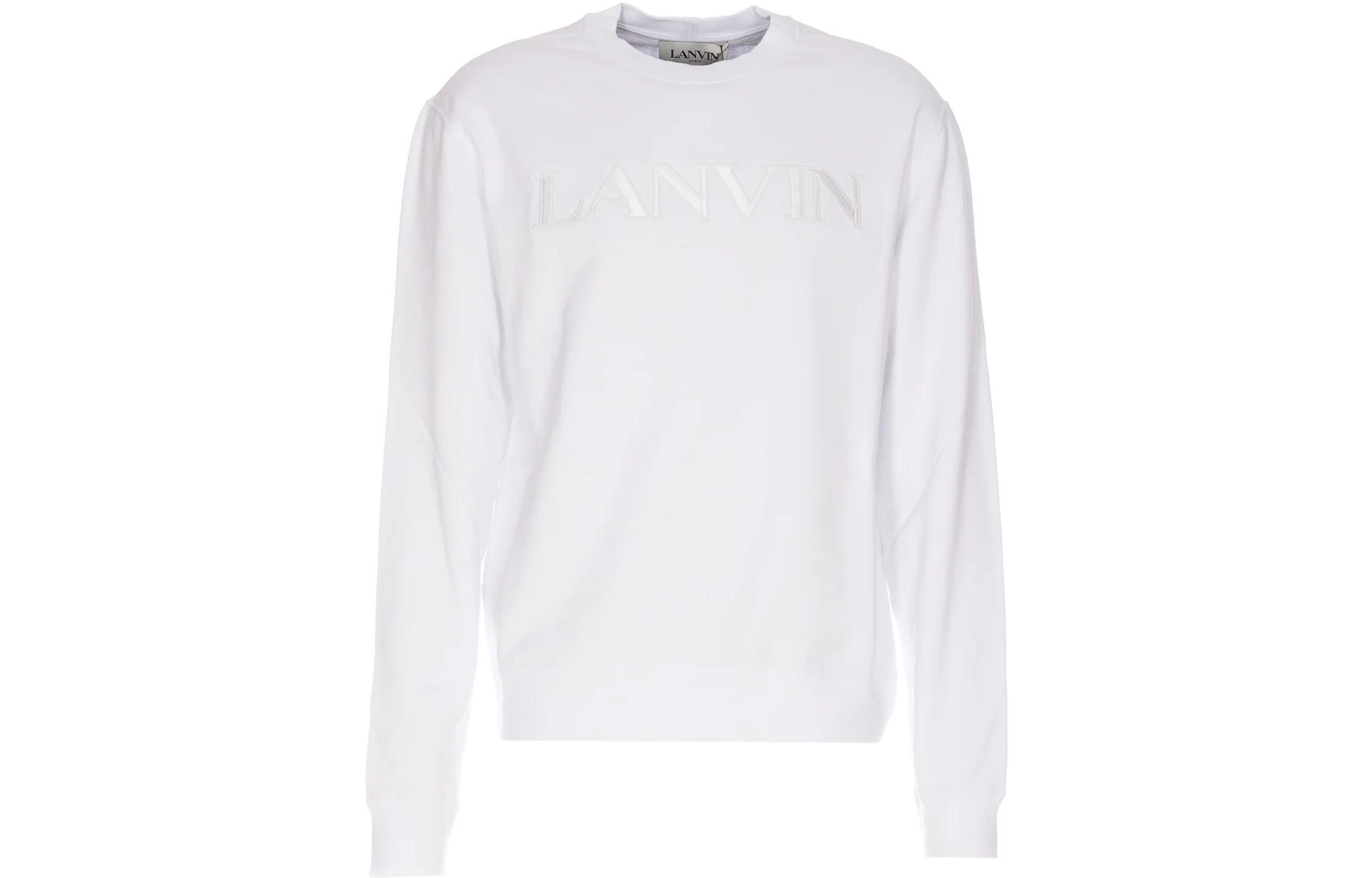 Lanvin SS23 White Crewneck Sweatshirt with Embroidered Logo () SS-0001J2-1001-111