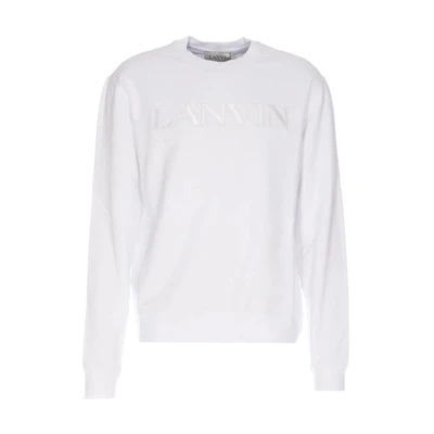 Lanvin SS23 White Crewneck Sweatshirt with Embroidered Logo () SS-0001J2-1001-111