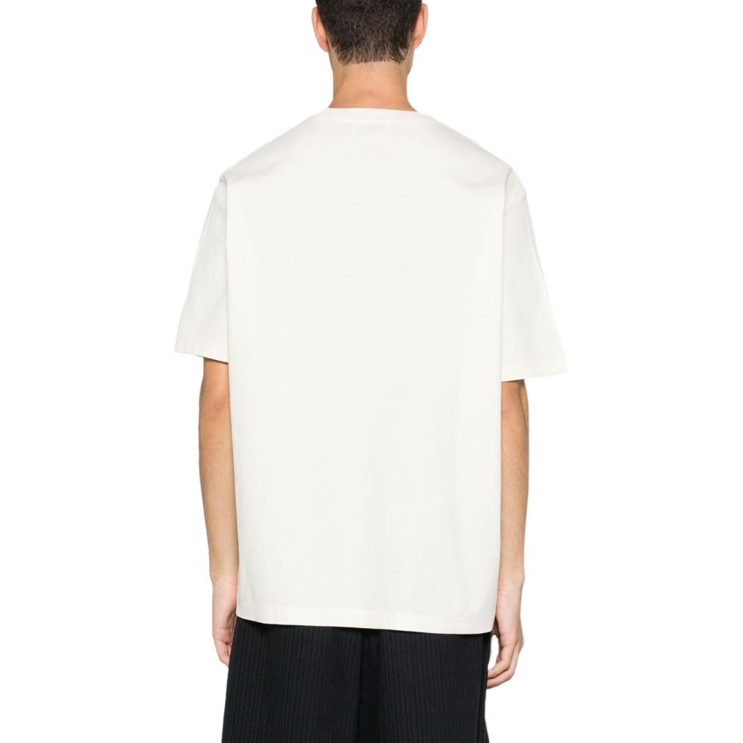 Shop Lanvin SS24 Camiseta Cuello Redondo Ajuste Suelto Estampado Corazón Blanco Roto RU-TS0010-J151-A24