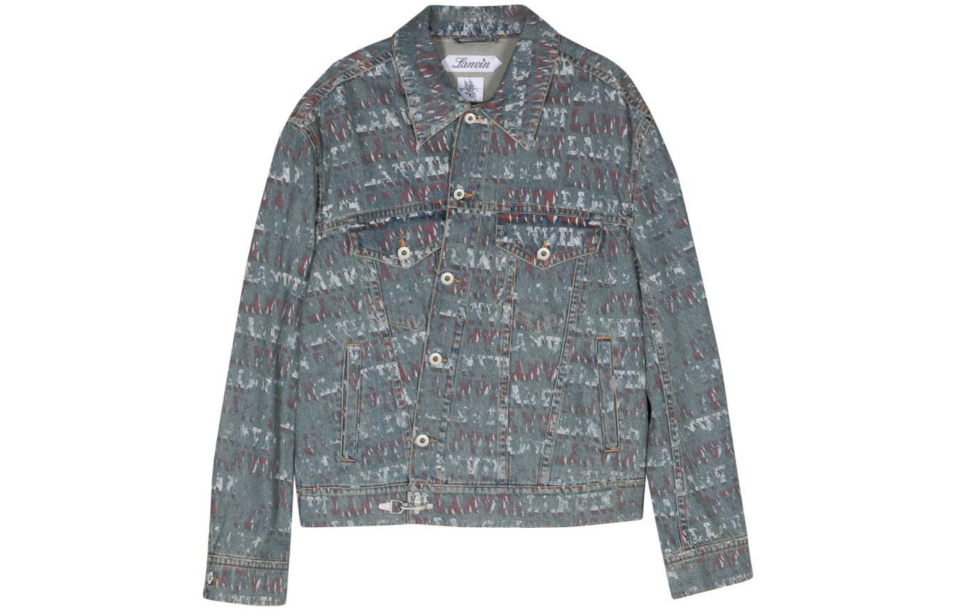 Lanvin SS24  Logo Print Button-Up Denim Jacket Indigo Blue RU-JA0137-D082-P24