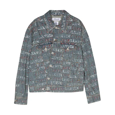 Lanvin SS24 Logo Print Button-Up Denim Jacket Indigo Blue RU-JA0137-D082-P24