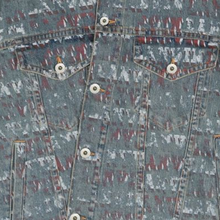 Cheap ランバン SS24 ロゴプリント デニムジャケット インディゴブルー RU-JA0137-D082-P24