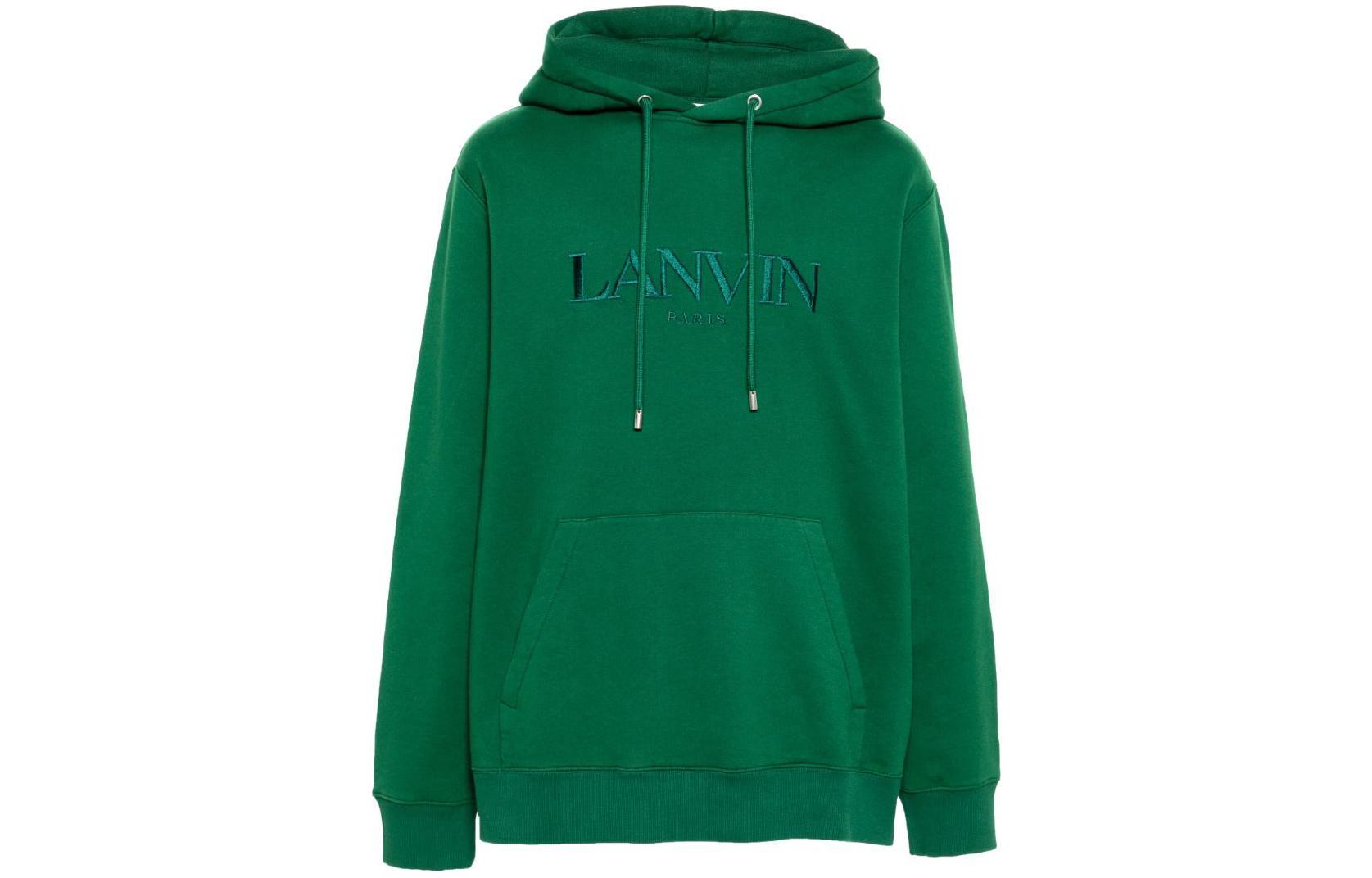 Lanvin SS24  Oversized Hoodie with Letter Logo Embroidery in Green. RM-HO0009-J210-P24474