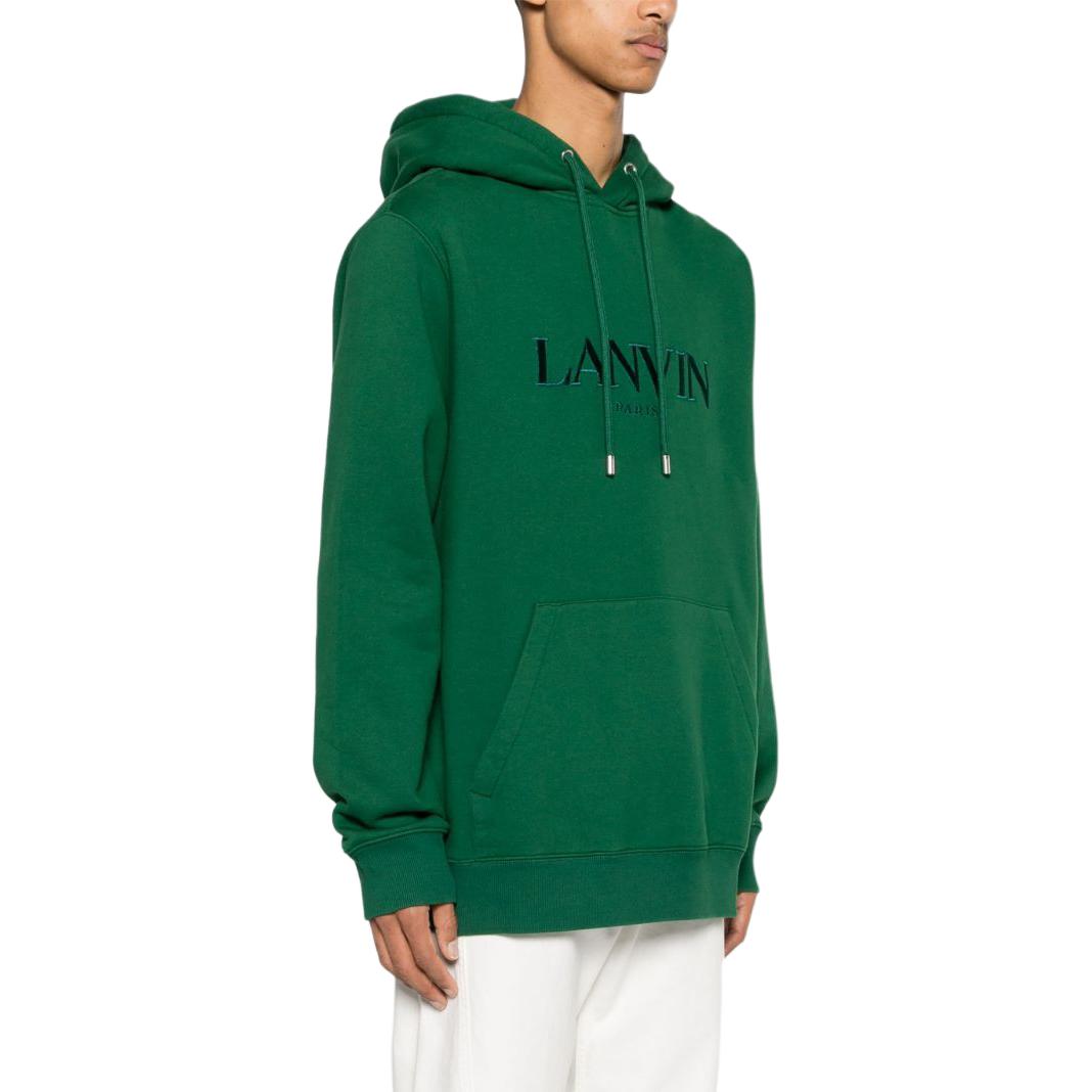 Purchase Lanvin SS24 Hoodie Oversized Warna Hijau dengan Bordir Logo Huruf. RM-HO0009-J210-P24474