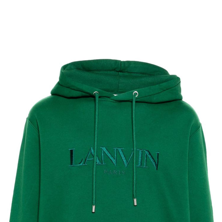 Details for Lanvin SS24 Hoodie Oversized Warna Hijau dengan Bordir Logo Huruf. RM-HO0009-J210-P24474
