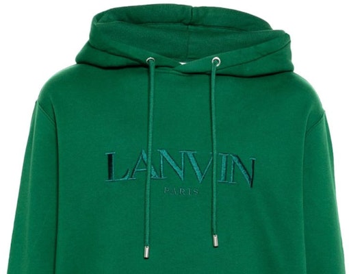 Lanvin SS24 Hoodie Oversized Warna Hijau dengan Bordir Logo Huruf. RM-HO0009-J210-P24474 Details for Lanvin SS24 Hoodie Oversized Warna Hijau dengan Bordir Logo Huruf. RM-HO0009-J210-P24474