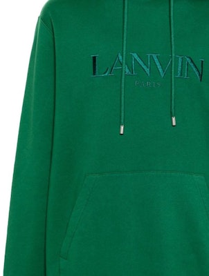 Lanvin SS24 Hoodie Oversized Warna Hijau dengan Bordir Logo Huruf. RM-HO0009-J210-P24474 Sizing Lanvin SS24 Hoodie Oversized Warna Hijau dengan Bordir Logo Huruf. RM-HO0009-J210-P24474