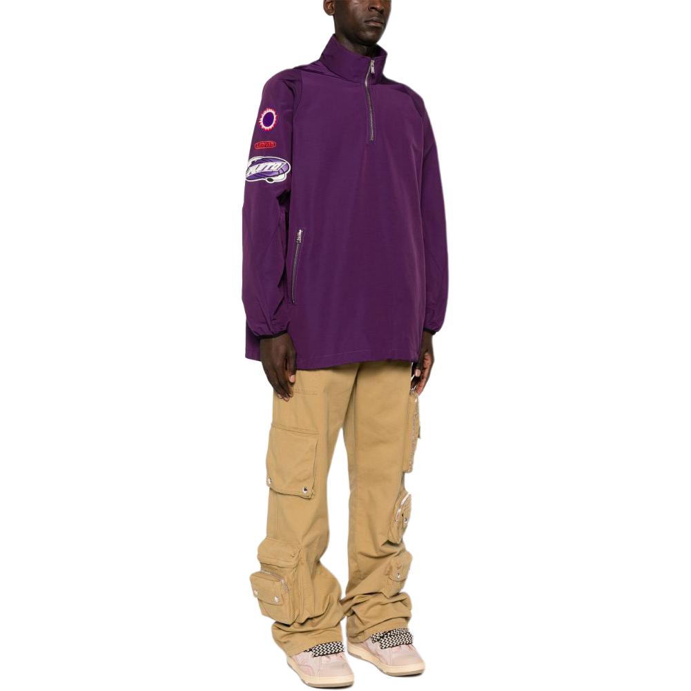 Purchase 랑방 SS24 퍼플 로고 패치 루즈 하이넥 재킷. RM-OU0011-5920-P24750