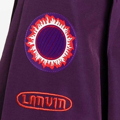 Lanvin 紫色標誌貼片寬鬆高領外套 (SS24). RM-OU0011-5920-P24750 Details for Lanvin 紫色標誌貼片寬鬆高領外套 (SS24). RM-OU0011-5920-P24750