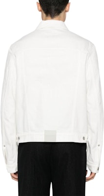 ランバン SS24 ホワイトデニムジャケット ロゴパッチ付き、シングル、リラックスフィット RM-JA0003-D076-P24 Shop ランバン SS24 ホワイトデニムジャケット ロゴパッチ付き、シングル、リラックスフィット RM-JA0003-D076-P24