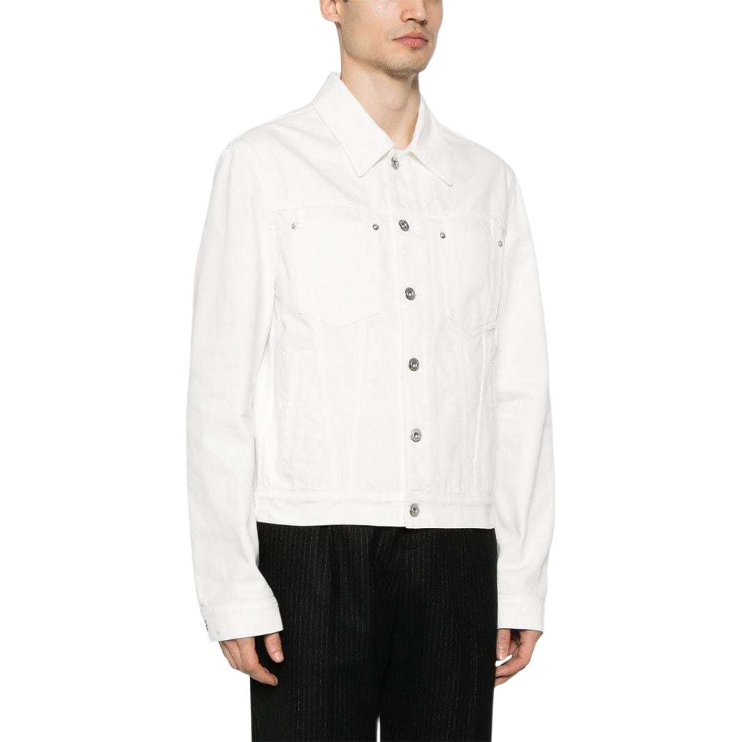 Purchase ランバン SS24 ホワイトデニムジャケット ロゴパッチ付き、シングル、リラックスフィット RM-JA0003-D076-P24