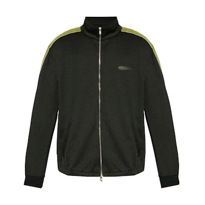 Lanvin SS24 Black Logo Appliqué Ribbed Trim Zip Jacket for Men RM-JA0057-5583-A24