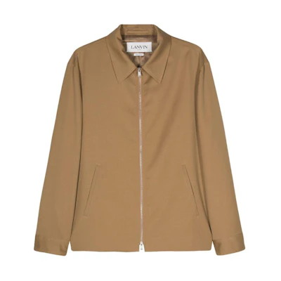 Lanvin SS24 Cedar Brown Solid Zip-Up Collared Casual Jacket RM-OU0007-5857-P24
