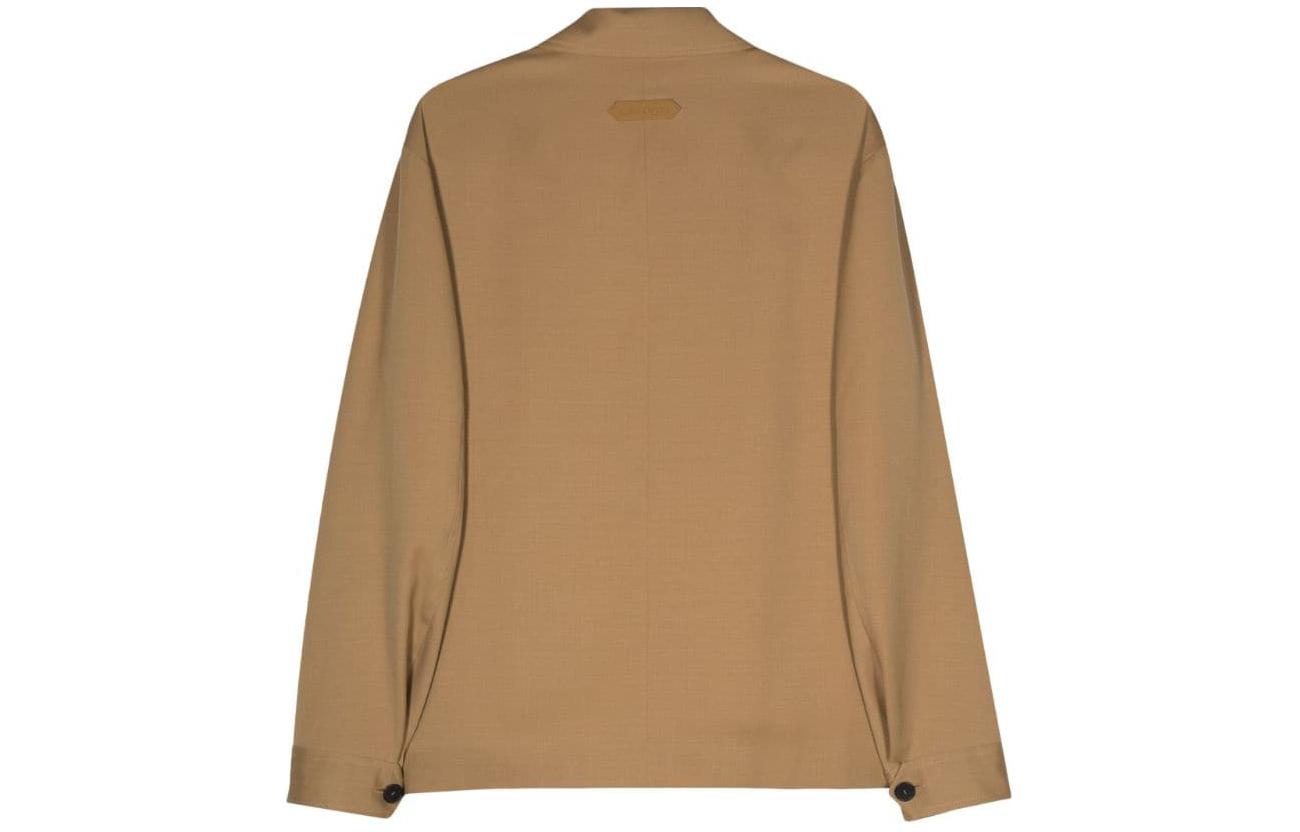 Lookbook 蘭文 SS24 雪松棕色拉鍊翻領休閒外套 RM-OU0007-5857-P24