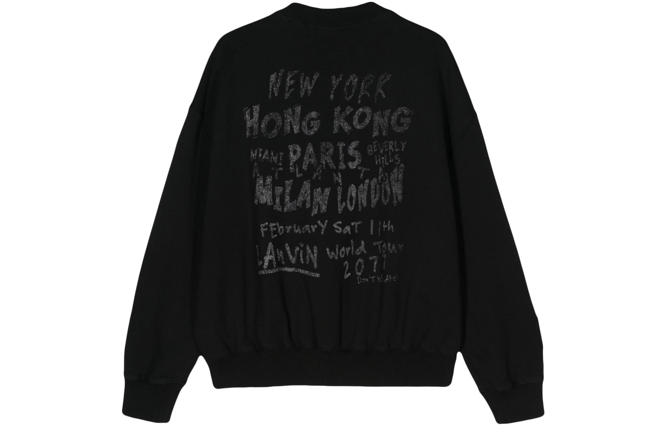 Lanvin SS24 Letter Print Crewneck Relaxed Sweatshirt Black () RU-SS0016-J119-P24