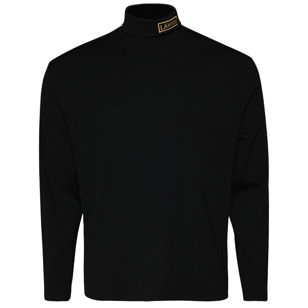 Lanvin SS24 Logo Appliqué High-Neck Pullover Sweatshirt Obsidian Black () RU-TO0030-J116-P24