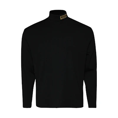 Lanvin SS24 Logo Appliqué High-Neck Pullover Sweatshirt Obsidian Black () RU-TO0030-J116-P24