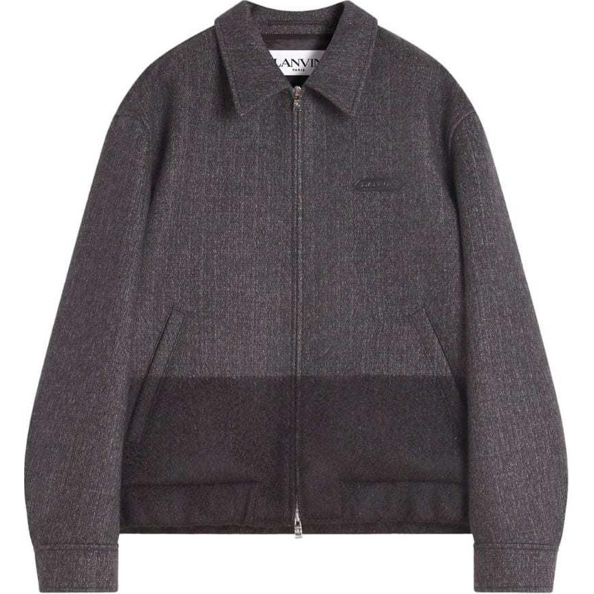 Lanvin SS24 Logo Badge Zip-Up Bomber Jacket Men’s Taupe Brown RU-OU1021-5996-H24