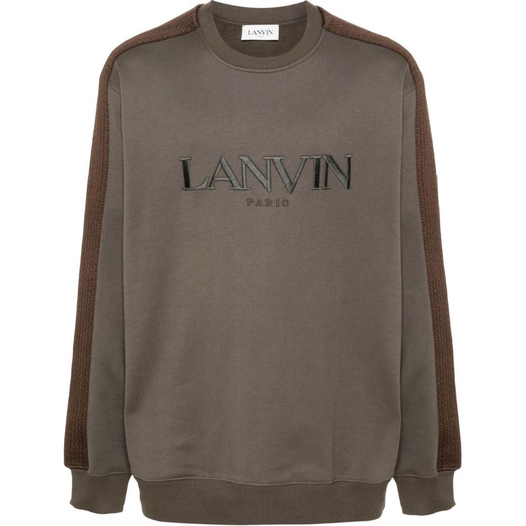 Lanvin SS24 Logo Embroidered Crewneck Sweatshirt Grey Taupe RM-SS0004-J212-A24