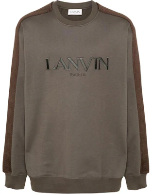 Lanvin SS24 Logo Embroidered Crewneck Sweatshirt Grey Taupe RM-SS0004-J212-A24 Buy Lanvin SS24 Logo Embroidered Crewneck Sweatshirt Grey Taupe RM-SS0004-J212-A24