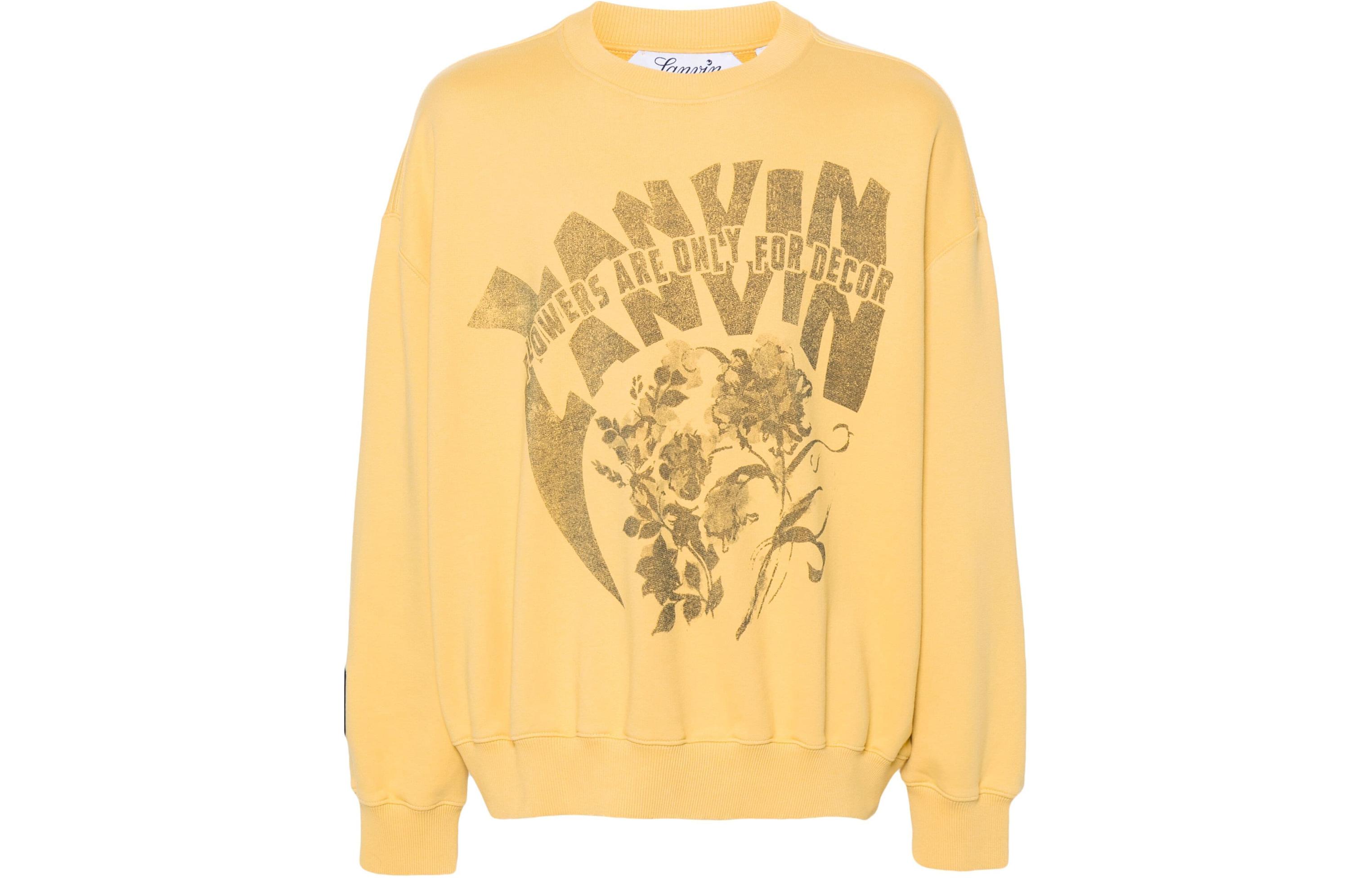 Lanvin SS24 Logo Print Yellow Crewneck Long Sleeve Sweatshirt Men RU-SS0016-J120-P24