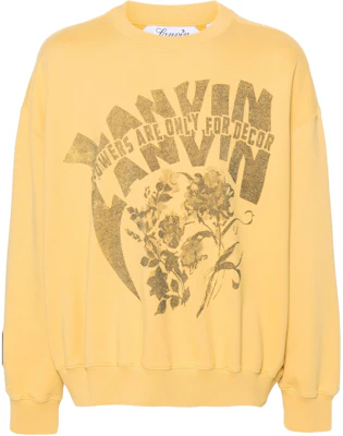 Lanvin SS24 Logo Print Yellow Crewneck Long Sleeve Sweatshirt Men RU-SS0016-J120-P24 Buy Lanvin SS24 Logo Print Yellow Crewneck Long Sleeve Sweatshirt Men RU-SS0016-J120-P24