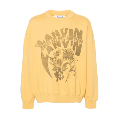 Lanvin SS24 Logo Print Yellow Crewneck Long Sleeve Sweatshirt Men RU-SS0016-J120-P24