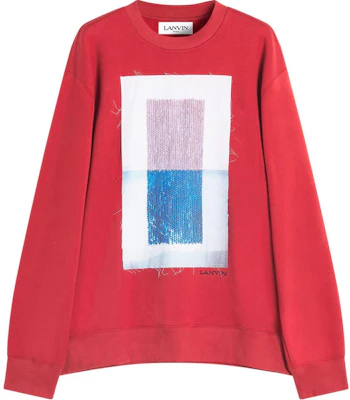 Lanvin SS24 Red Embroidered Logo Crewneck Sweatshirt Long Sleeve RM-SS0004-J153-A24 Buy Lanvin SS24 Red Embroidered Logo Crewneck Sweatshirt Long Sleeve RM-SS0004-J153-A24
