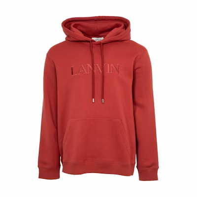 Lanvin SS24 Red Embroidered Logo Hoodie for Men RM-H00009-J210-A24
