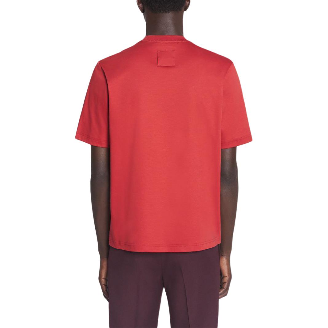 Shop Lanvin SS24 Kaos Pria Lengan Pendek Logo Huruf Merah. RM-TS0010-J153-A24