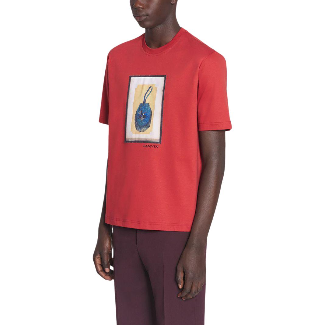 Purchase Lanvin SS24 Kaos Pria Lengan Pendek Logo Huruf Merah. RM-TS0010-J153-A24