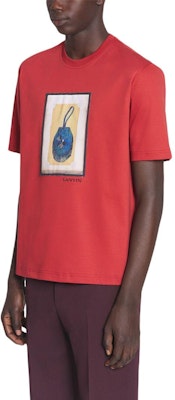 Lanvin SS24 Kaos Pria Lengan Pendek Logo Huruf Merah. RM-TS0010-J153-A24 Purchase Lanvin SS24 Kaos Pria Lengan Pendek Logo Huruf Merah. RM-TS0010-J153-A24