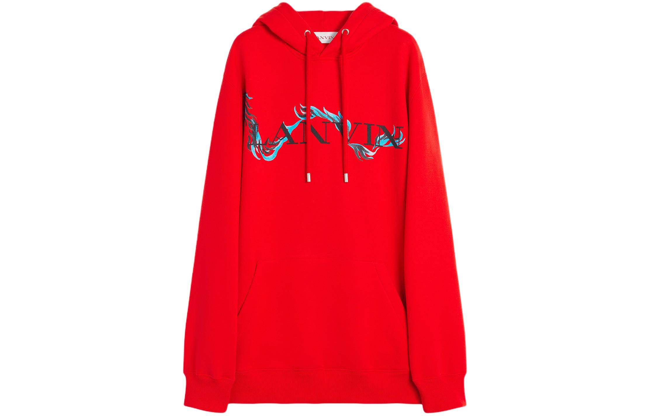 Lanvin SS24 Red Letter Print Loose Fit Hoodie Unisex RU-HO0009-J109-P24340