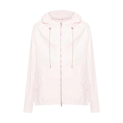 Lanvin SS24 Solid Color Drawstring Zip-Up Hooded Jacket in Light Pink RM-OU0002-5704-P2450108