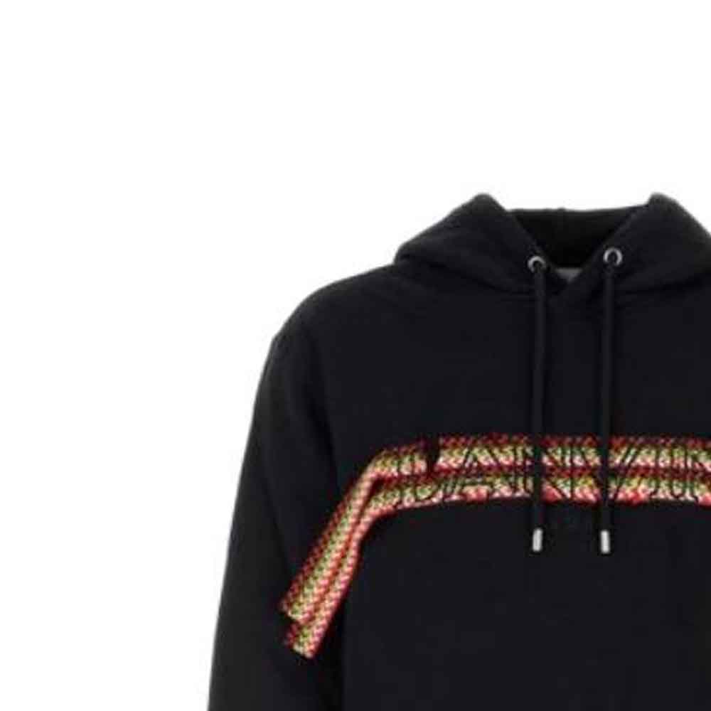 Lookbook Sudadera con Capucha Rayada con Cordón Lanvin Negra - Edición RMHO0009J199A2310