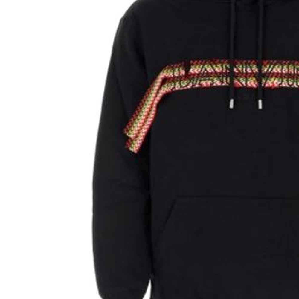 Shop Sudadera con Capucha Rayada con Cordón Lanvin Negra - Edición RMHO0009J199A2310