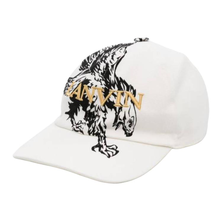 Lanvin White Logo Embroidered Cotton Cap - Unisex Couple Style AMHAFQ02FTCTP24B013
