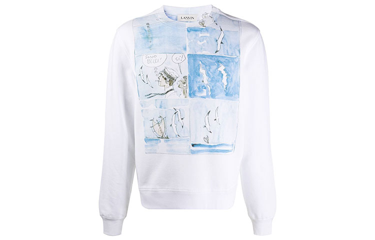 Lanvin White Pullover Hoodie with Cartoon Print RM-JE0051-JR19-H20