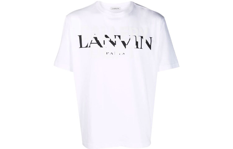 Lanvin White Short Sleeve Letter Logo T-Shirt RU-TS0005-J091-E211
