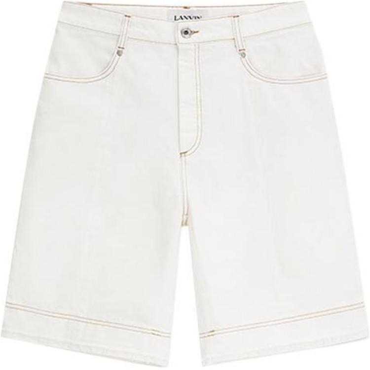Lanvin White Straight-Leg Jeans in Distressed Cotton. RM-TR0086-D001-A21