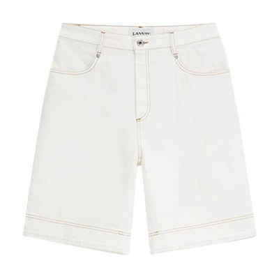 Lanvin White Straight-Leg Jeans in Distressed Cotton. RM-TR0086-D001-A21