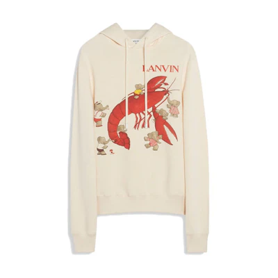 Lanvin Babar the Elephant & Lobster Hoodie Unisex Off-White RM-HO0001-J029-E21