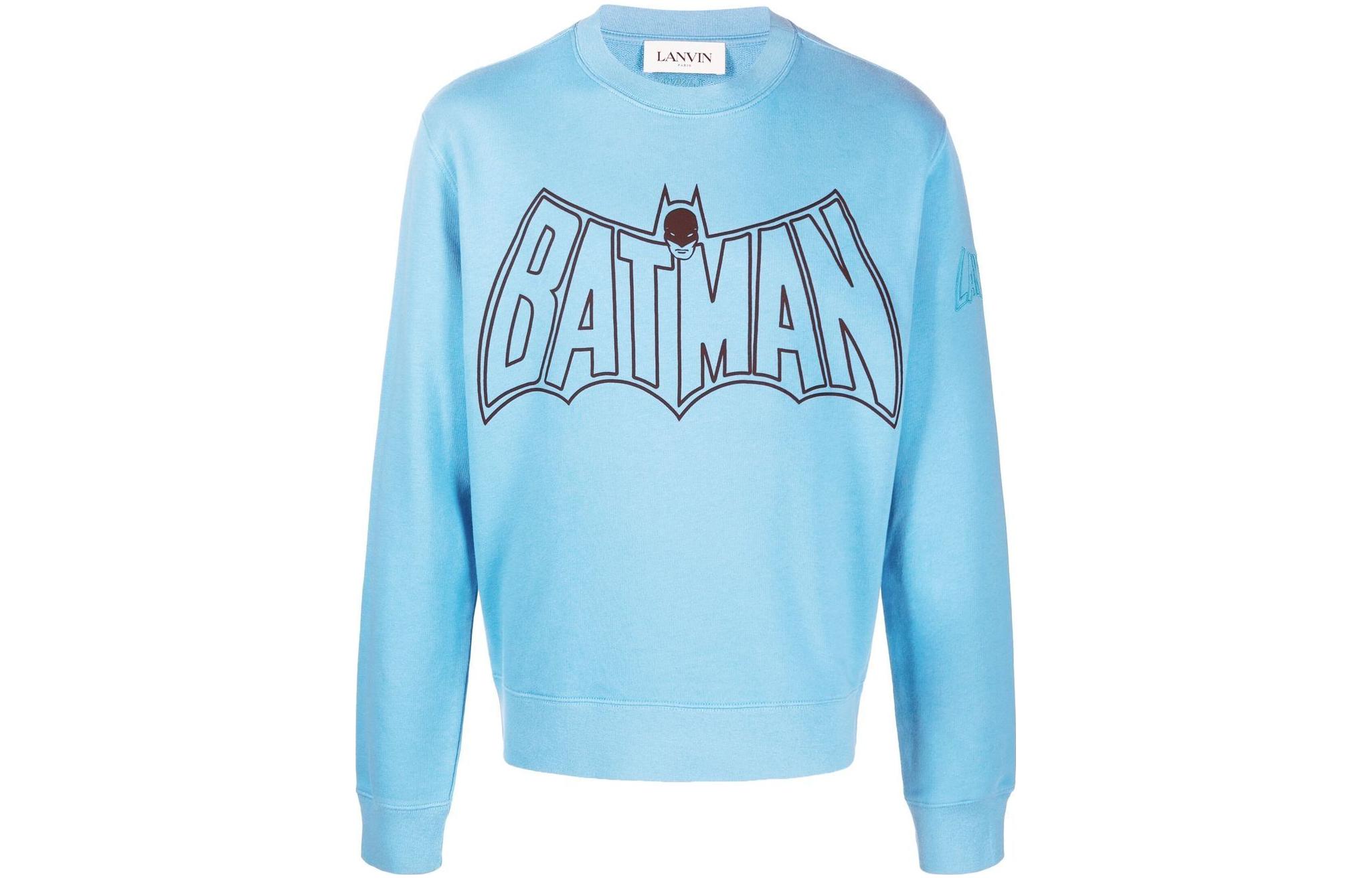 Lanvin Batman SS22 Blue Letter Print Crewneck Sweatshirt Mens Long Sleeve RM-SS0001-J222-E22