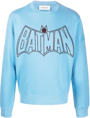 Lanvin x Batman SS22 Blue Letter Print Crewneck Sweatshirt Mens Long Sleeve RM-SS0001-J222-E22 Buy Lanvin x Batman SS22 Blue Letter Print Crewneck Sweatshirt Mens Long Sleeve RM-SS0001-J222-E22