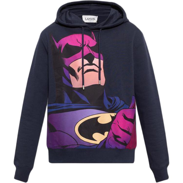Lanvin Batman SS22 Navy Blue Cartoon Print Hoodie Mens RM-HO0010-J219-E22291