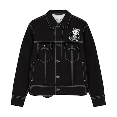 Lanvin FILA Colorblock Panda Denim Jacket Black Long Sleeve RM-JA0035-D042-H21