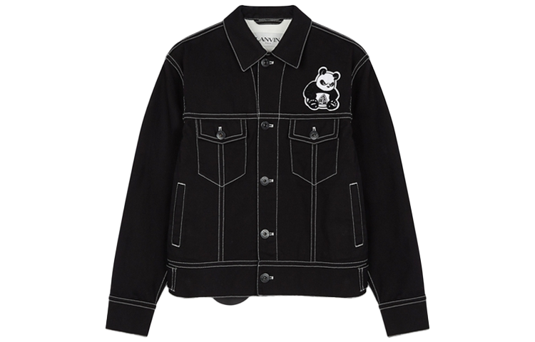 Order Chaqueta Vaquera Negra Lanvin x FILA Colorblock Panda de Manga Larga. RM-JA0035-D042-H21
