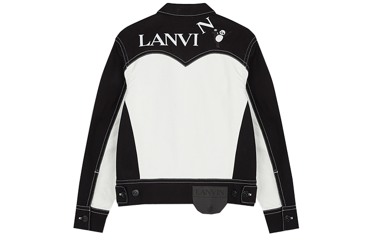Lookbook Chaqueta Vaquera Negra Lanvin x FILA Colorblock Panda de Manga Larga. RM-JA0035-D042-H21