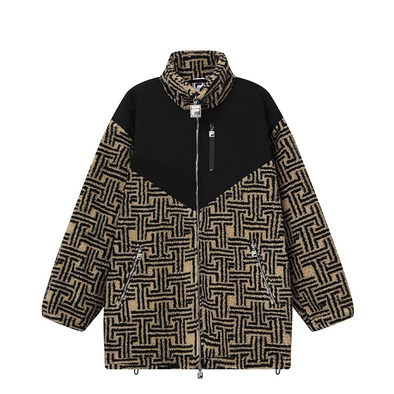 Lanvin FILA FW21 Logo Color Block Jacket Beige/Black RM-OU0031-5085-H